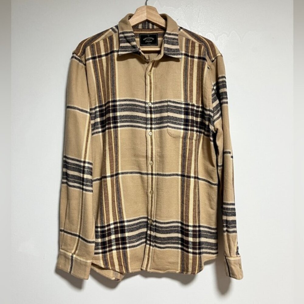 Portuguese Flannel Plaid Shirt - Tan/Brown/Black - Size L - Picture 2 of 9